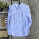 Lands' End Long Sleeve Patterned Button Up Dress Shirt 484704-Sample 16 Tall White Blue Stripe