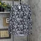NWT Lands' End Womens Long Sleeve Patterned Dress Shirt 484704 12 Tall Black Jacob Floral