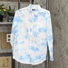 Lands' End Long Sleeve Cotton Boyfriend Tie Dye Button Up Top 516840-Sample XS Tall Blue Tie Dye