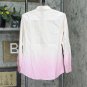 Lands' End Long Sleeve Cotton Boyfriend Tie Dye Button Up Top 516840-Sample XS Tall Blue Pink Ombre