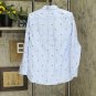 Lands' End Womens Long Sleeve Oxford Boyfriend Print Shirt 509355 M Blue Bees