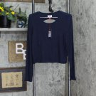 NWT Tommy Jeans Women's Back-Cutout Ribbed Long-Sleeve Top T2GH0ECG XL Sky Captain Blue