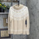 NWT Tommy Hilfiger Women's Fair Isle Turtleneck Sweater J2XS0785 XL Light Heather Fawn Brown
