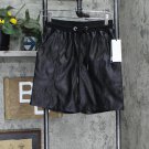 NWT Dkny Jeans Women's Faux-Leather Drawstring Shorts E2GLGHUX XXS Black