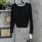 NWT French Connection Womens Scoop-Back Ribbed Sweater 78RTK S Black