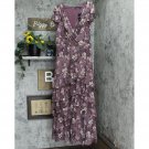NEW Lauren Ralph Lauren Floral Belted Crinkle Georgette Maxi Dress Purple Multi 14