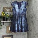 NWT Vince Camuto Women's Metallic Jacquard Cap-Sleeve Dress VC2M3935 10 Blue