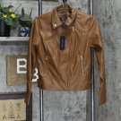 NWT Tommy Hilfiger Women's Faux-Leather Moto Jacket J2XJ4815 XS Saddle Brown