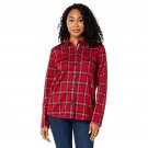 Tommy Hilfiger Women's Collared Plaid Shirt Jacket J2XEP678 M Chili Pepper Red