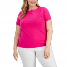 Anne Klein Plus Womens Plus Size Scalloped T-Shirt 10838034 1X Pink