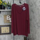 NWT Ava & Viv Women's Plus Size Long Sleeve V-Neck T-Shirt 00559387 4X Burgundy Red