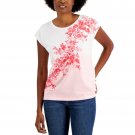 Tommy Hilfiger Women's Ombre Floral Short Sleeve T-Shirt J2BH0519 S Quartz Pink