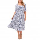 Msk Womens Plus Size Printed Fit & Flare Midi Dress 16530b7d368732 2X Blue White Multi