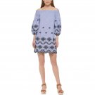 Vince Camuto Womens Eyelet Mini Shift Dress VC2M3685 14 Blue