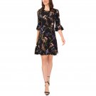 Cece Womens Ruffled-Cuff Knit Dress 7022757 M Red Overflow Black