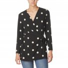 Anne Klein Womens Faux Wrap Top Blouse 10730432 M Black / White