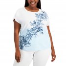 Tommy Hilfiger Womens Plus Size Ombre Floral Tee W2BH0519 3X Sea Angel Blue