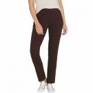 Denim & Co. Women's Active French Terry Straight Leg Pants with Pockets XX-Small Dark Chocolate Brow