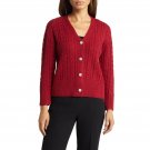 Anne Klein Women's Cable Cardigan with Jewel Buttons 10847789 M Titan Red