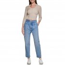 DKNY Women's High Rise Pleated Jeans E2GK0753 29 Light Wash Denim Blue