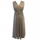 Taylor Women's Metallic V-Neck Fit & Flare Dress 2149M 14 Gold / Black