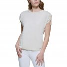 Calvin Klein Womens Cinch Sleeve Top M2BHV842 XL Wheat