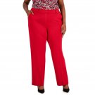 Kasper Womens Plus Size Faux-Fly Pull-On Wide-Leg Pants 10852367 2X Fire Red