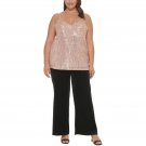 Calvin Klein Womens Plus Size Sequined Strappy Camisole Cami X27TF46A 1X Champagne Brown