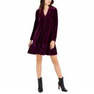 Taylor Women's V-Neck Long-Sleeve Trapeze Velvet Dress 2993M 2 Purple