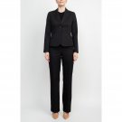 Le Suit Womens Solid Striped Straight-Leg 2 Button Jacket Pant Suit 50040275 8 Black
