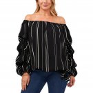 Vince Camuto Womens Plus Gathered Sleeve Tie Front Pullover Top 9222161 3X Black