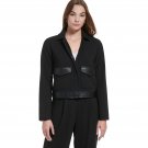 Calvin Klein Womens Faux Leather Trim Zip Jacket M2JC7105 Black XL