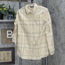 Lands' End Womens Long Sleeve Cotton Boyfriend Tunic Blouse 521190-Sample S Tall Almond Brown Plaid