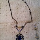 Southwest Blue Style Necklace Set ,blue,black,white beads,western