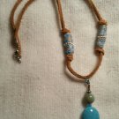 BoHo  Leather  Choker - brown, turquoise,southwest, beads, hippie