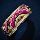 Vintage Handmade Open Bangle in S999 silver with Fine Design 100% handmade Embroidery