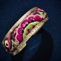 Vintage Handmade Open Bangle in S999 silver with Fine Design 100% handmade Embroidery