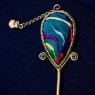 Vintage Handmade Hairpin in S700 silver with Fine Design 100% handmade Embroidery