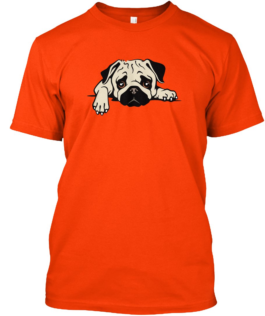 Men's Blank Orange Sad Dog Cotton T-shirt