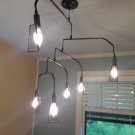 Black Hanging Mobile Ceiling light Fixture with 6 Lights and Beveled Glass Shades