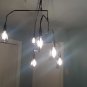 Black Hanging Mobile Ceiling light Fixture with 6 Lights and Beveled Glass Shades