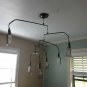 Black Hanging Mobile Ceiling light Fixture with 6 Lights and Beveled Glass Shades