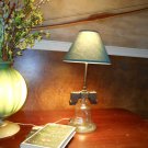 Handcrafted, Liberty Bell Table Lamp, with a Forest Green Shade
