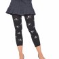 Opaque Footless Tights w/ Skull prints-Black