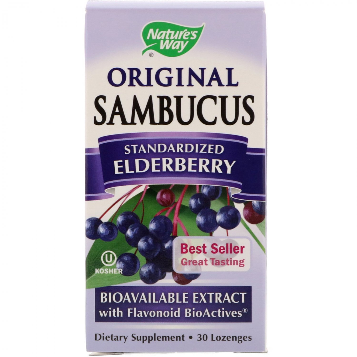 Nature's Way, Original Sambucus,Standardized Elderberry, 30 Lozenges