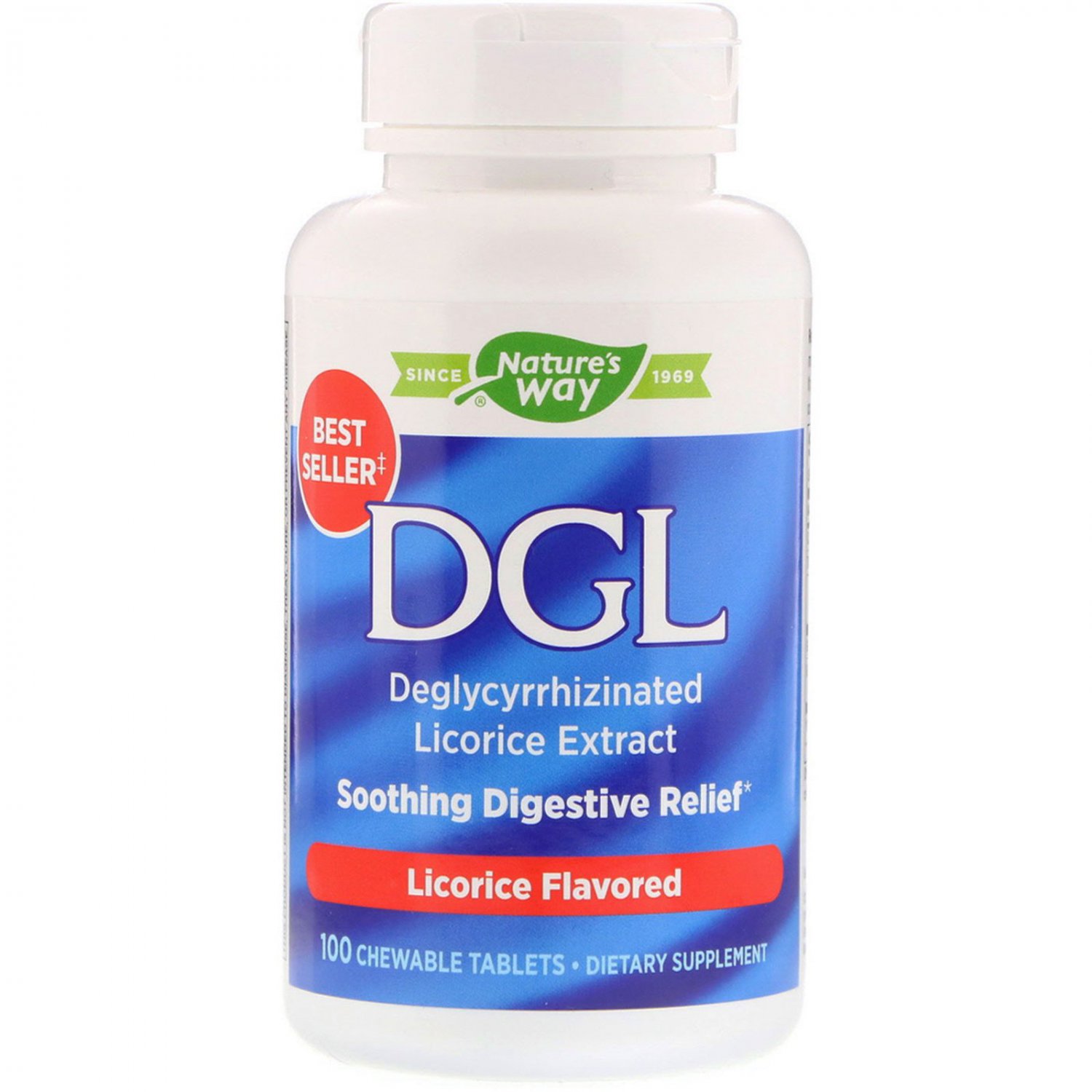 Nature's Way, DGL, Deglycyrrhizinated Licorice Extract, Licorice Flavored, 100 Chewable Tablets