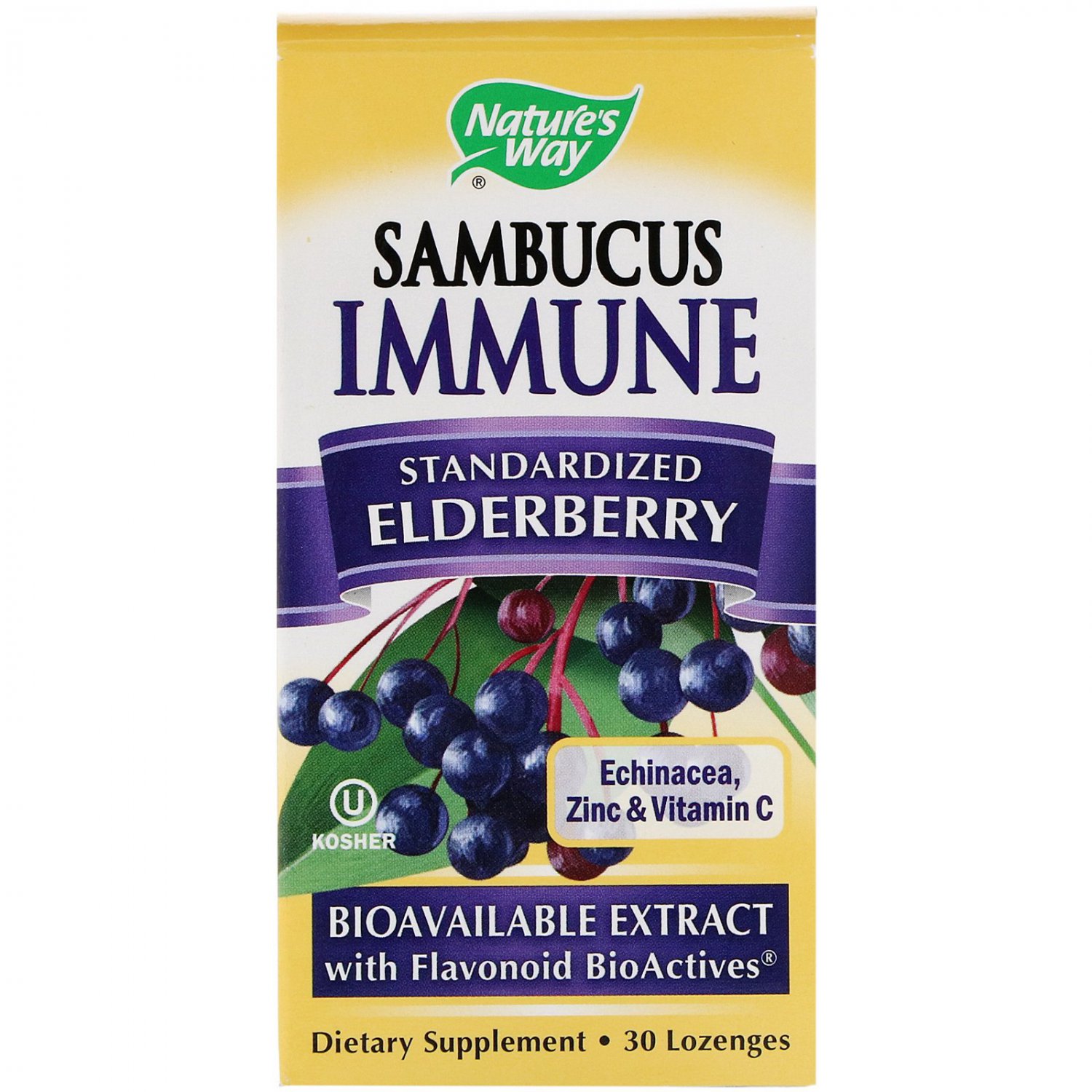 Nature's Way, Sambucus Immune, Elderberry, Standardized, 30 Lozenges