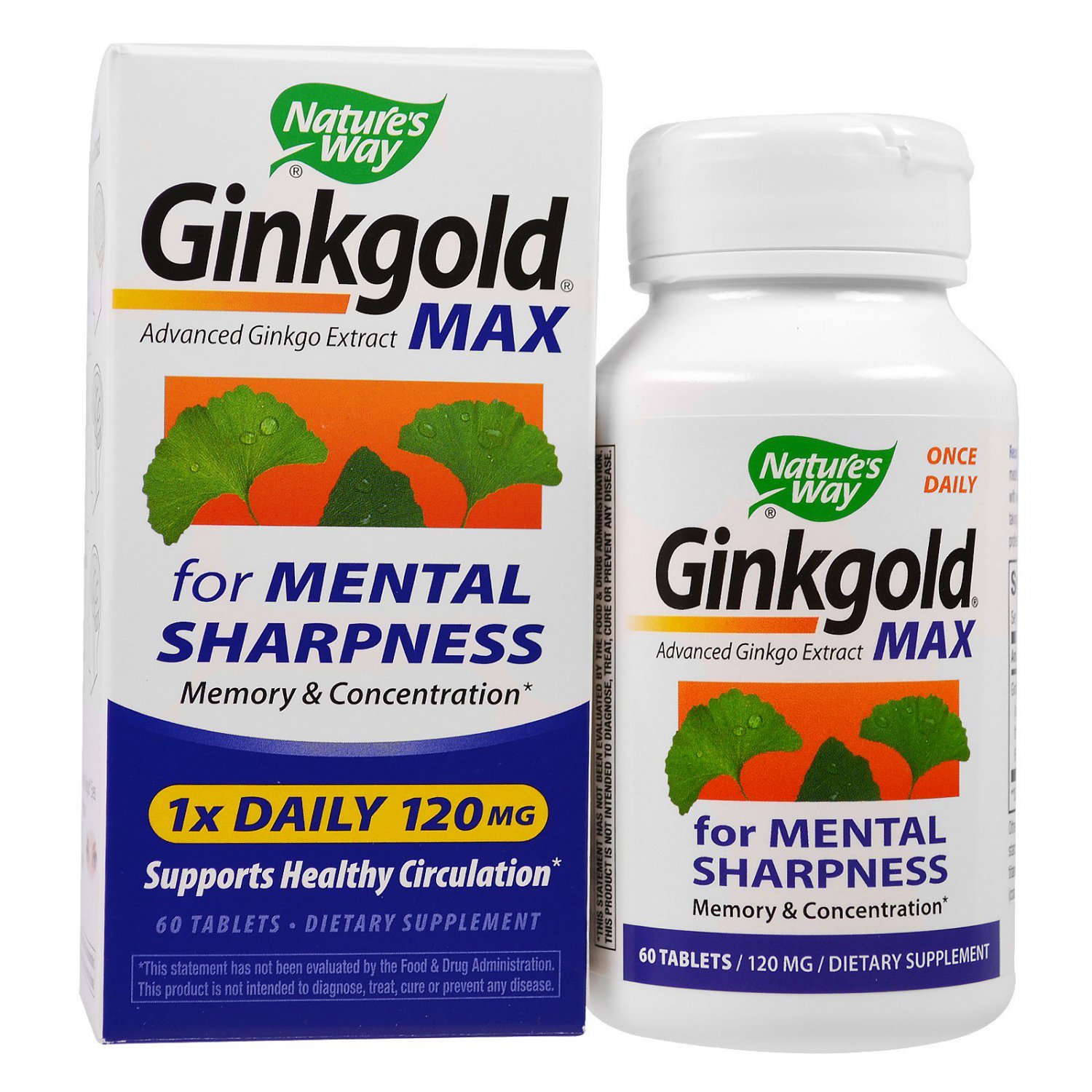 Nature's Way, Ginkgold Max, 120 mg, 60 Tablets