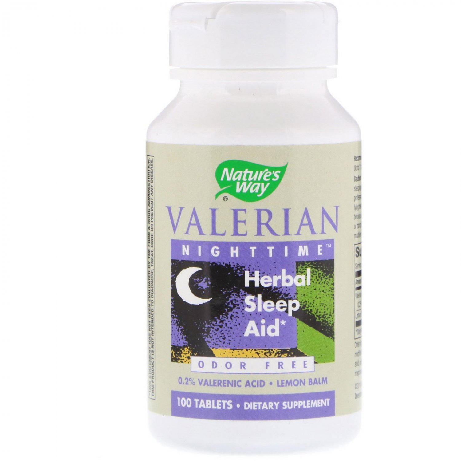 Nature's Way, Valerian Nighttime, Herbal Sleep Aid, Odor Free, 100 Tablets