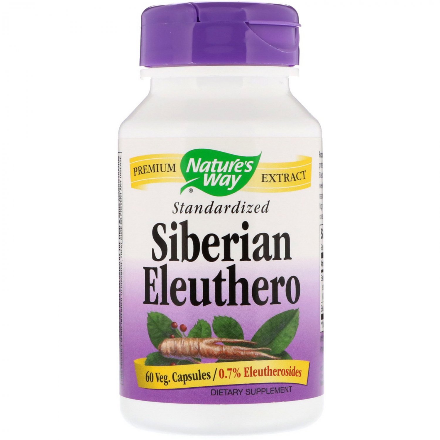 Nature's Way, Siberian Eleuthero, Standardized, 60 Veg. Capsules